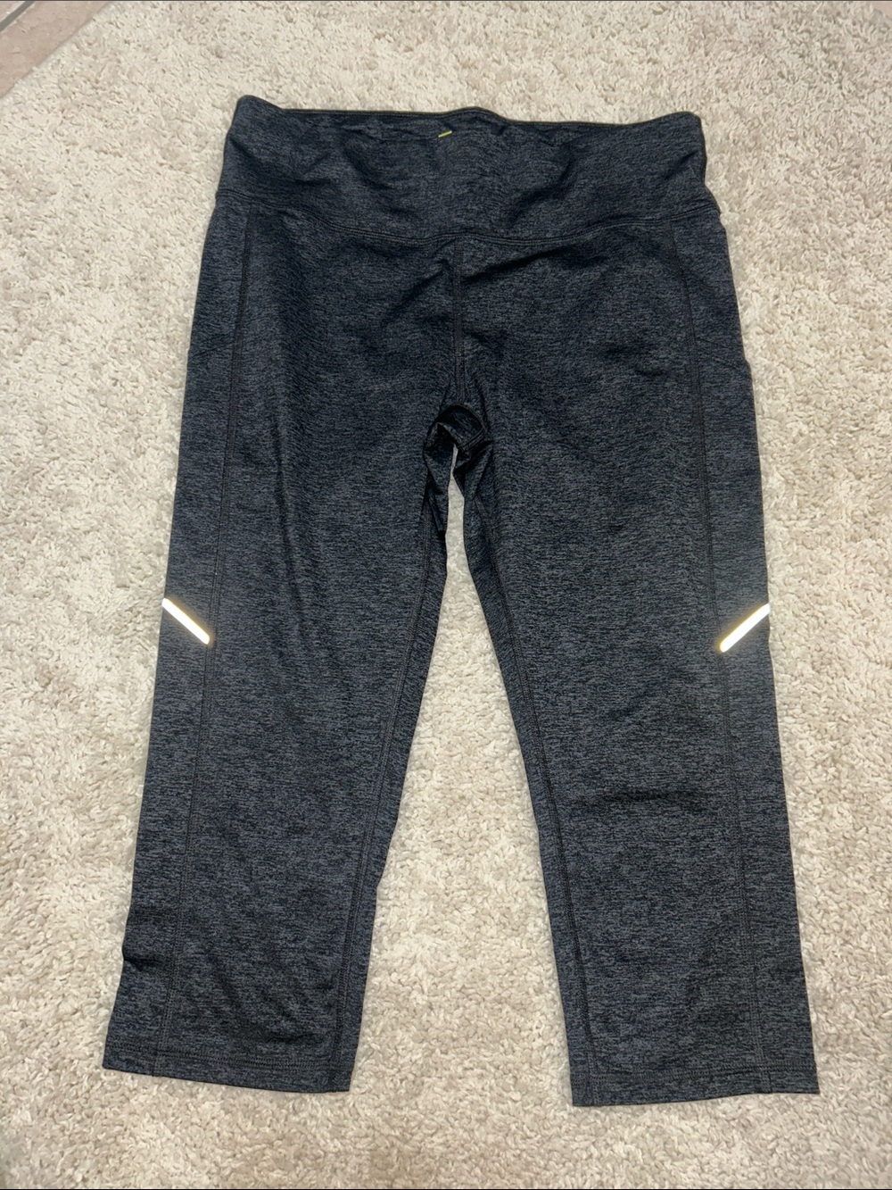 Xersion Dark Gray Capri Leggings with Reflective Accents